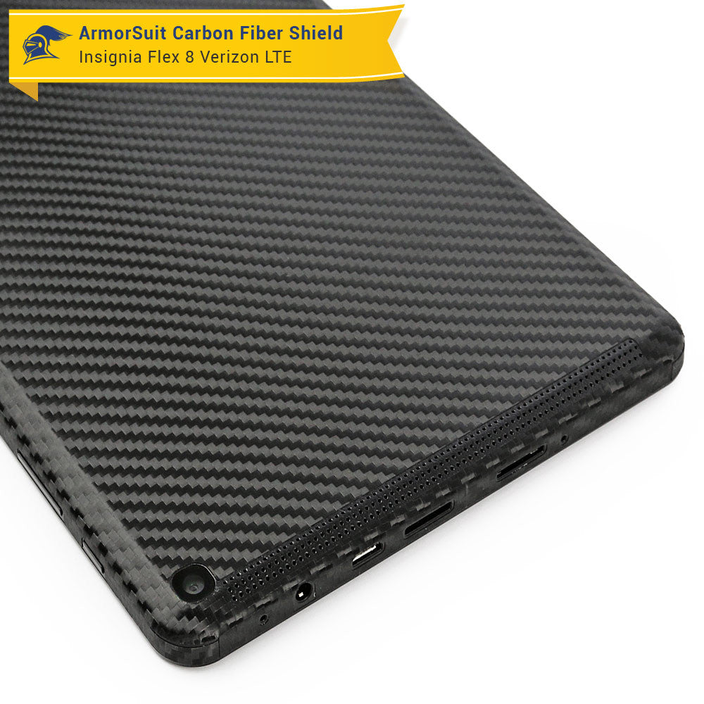 Insignia Flex 8 (Verizon LTE) Tablet Screen Protector + Black Carbon Fiber Skin Protector