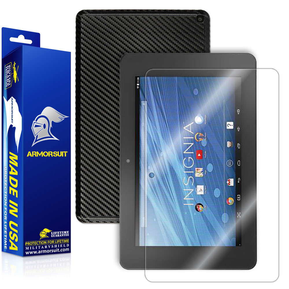 Insignia Flex 8 (Verizon LTE) Tablet Screen Protector + Black Carbon Fiber Skin Protector