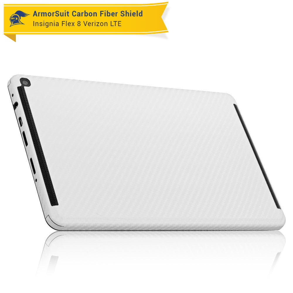 Insignia Flex 8 (Verizon LTE) Tablet Screen Protector + White Carbon Fiber Skin Protector