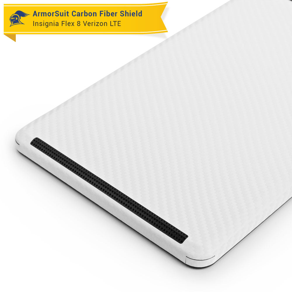 Insignia Flex 8 (Verizon LTE) Tablet Screen Protector + White Carbon Fiber Skin Protector