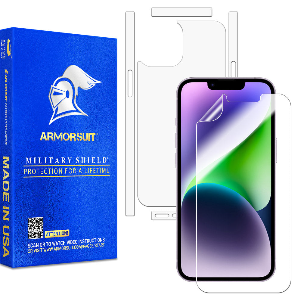 Armorsuit MilitaryShield Full-Body Film + HD Clear Screen Protector Designed for Apple iPhone 14 (2022) - Anti-Bubble Film