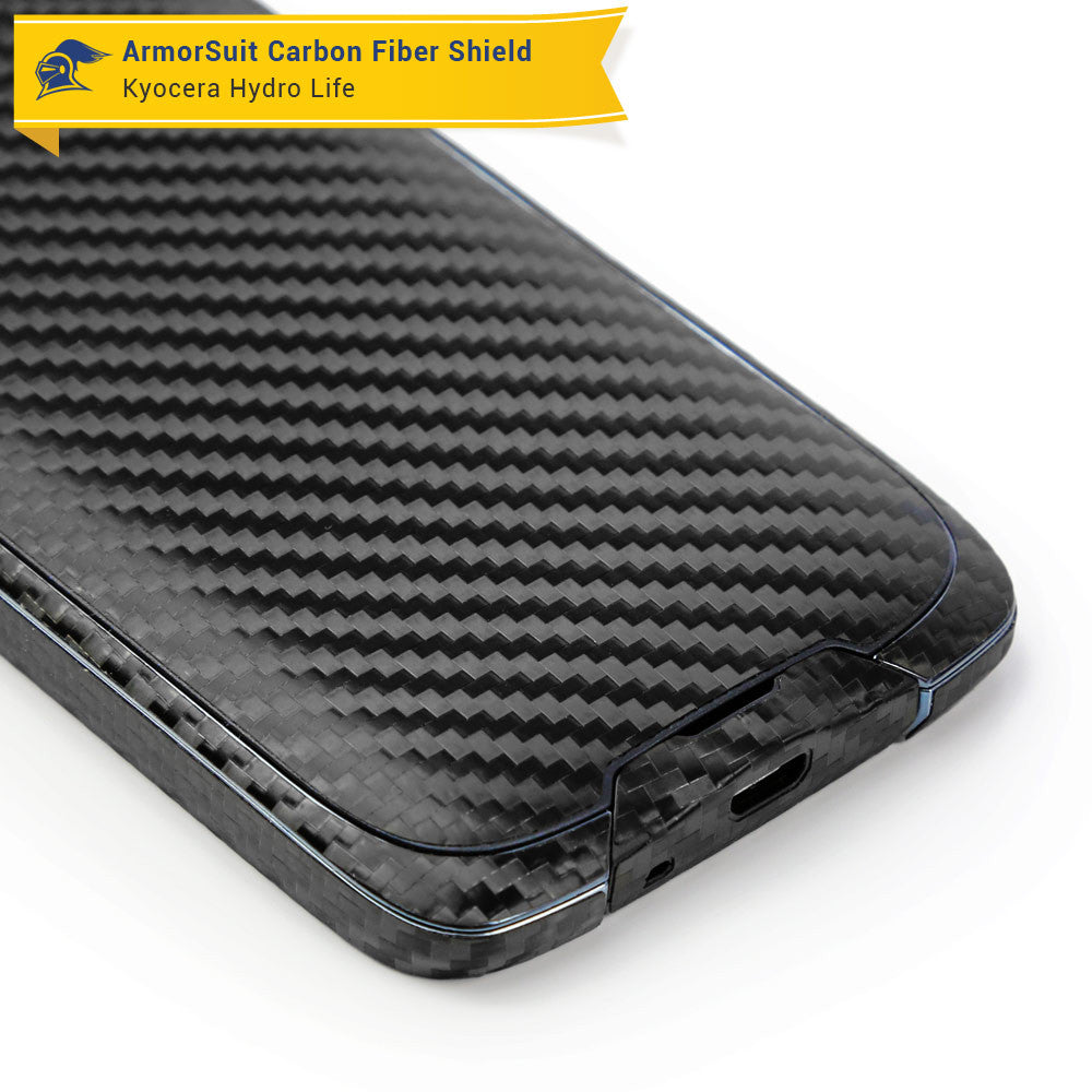 Kyocera Hydro Life Screen Protector + Black Carbon Fiber Skin