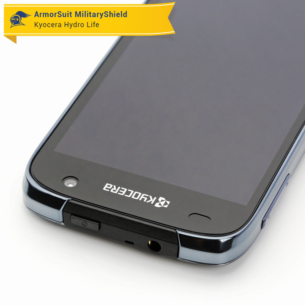 Kyocera Hydro Life Screen Protector + White Carbon Fiber Skin