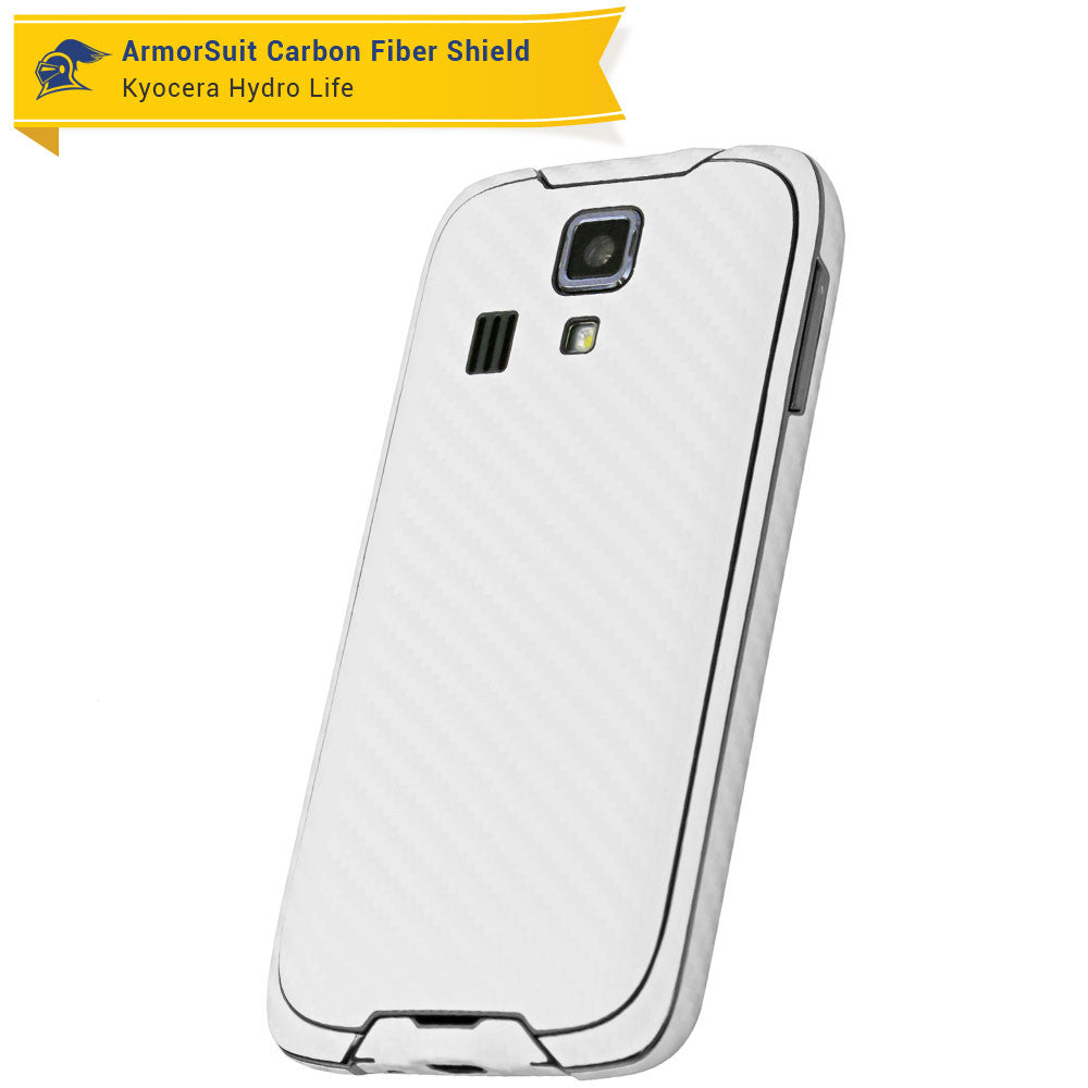 Kyocera Hydro Life Screen Protector + White Carbon Fiber Skin
