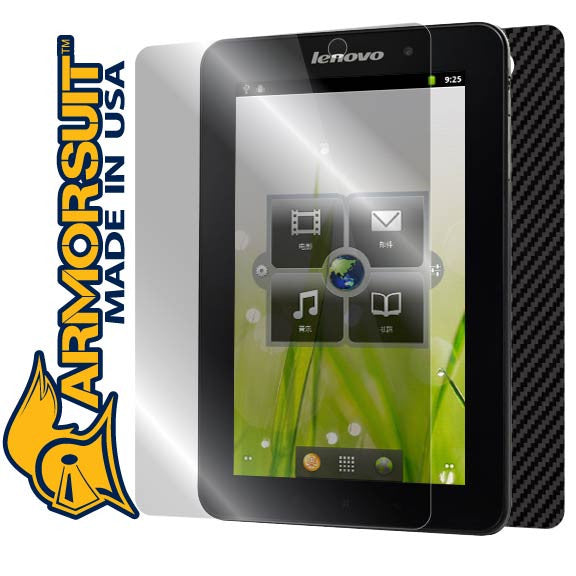 Lenovo IdeaPad A1 Tablet Screen Protector + Black Carbon Fiber Skin Protector