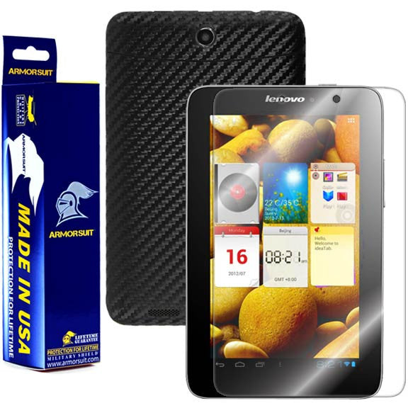 Lenovo A2107 Screen Protector + Black Carbon Fiber Skin