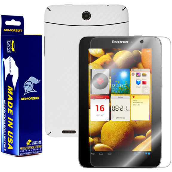 Lenovo A2107 Screen Protector + White Carbon Fiber Skin