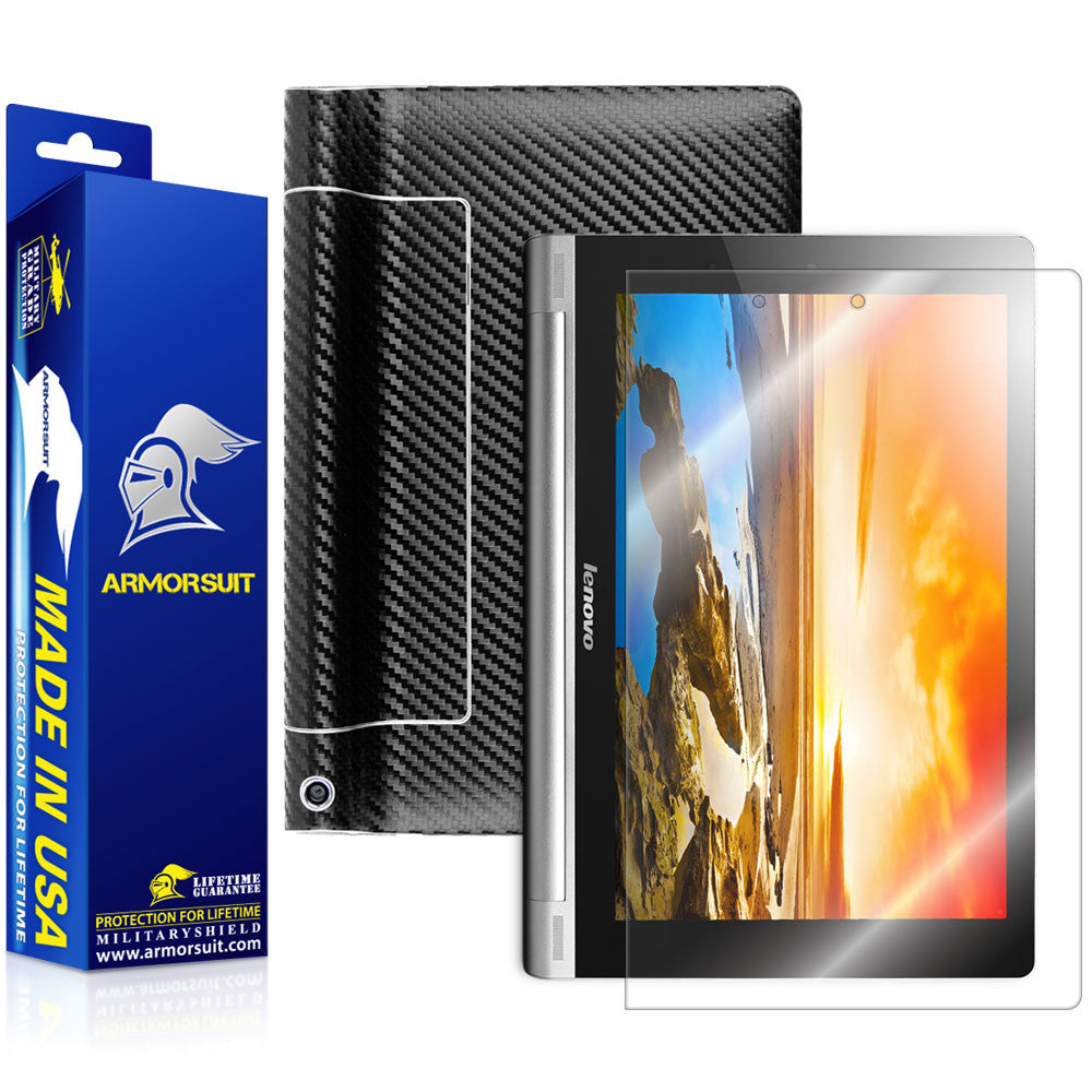 Lenovo Yoga Tablet 10 HD+ Screen Protector + Black Carbon Fiber Film Protector