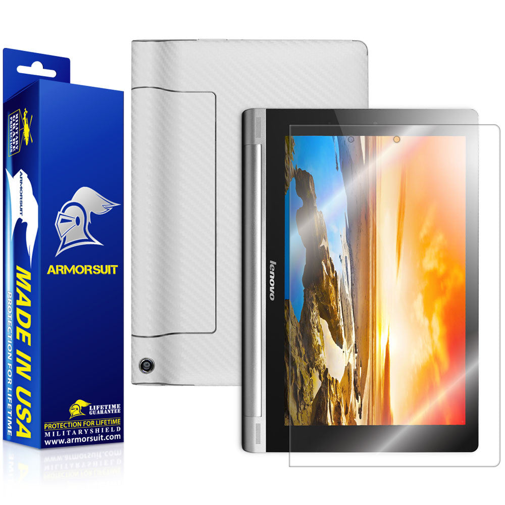 Lenovo Yoga Tablet 10 HD+ Screen Protector + White Carbon Fiber Film Protector