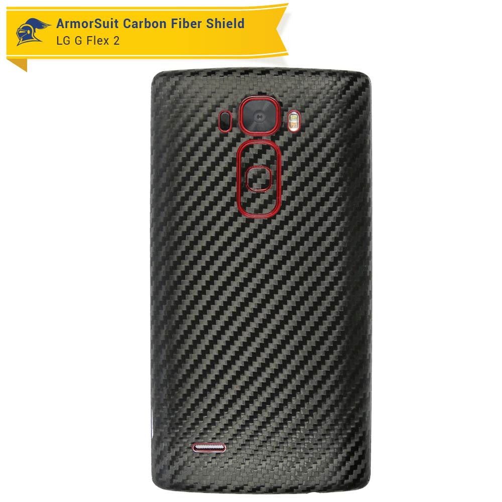 LG G Flex 2 Screen Protector + Black Carbon Fiber Skin Protector