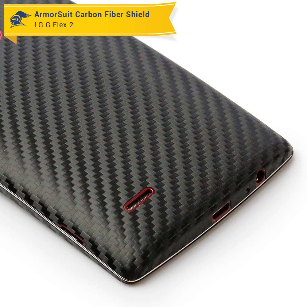 LG G Flex 2 Screen Protector + Black Carbon Fiber Skin Protector