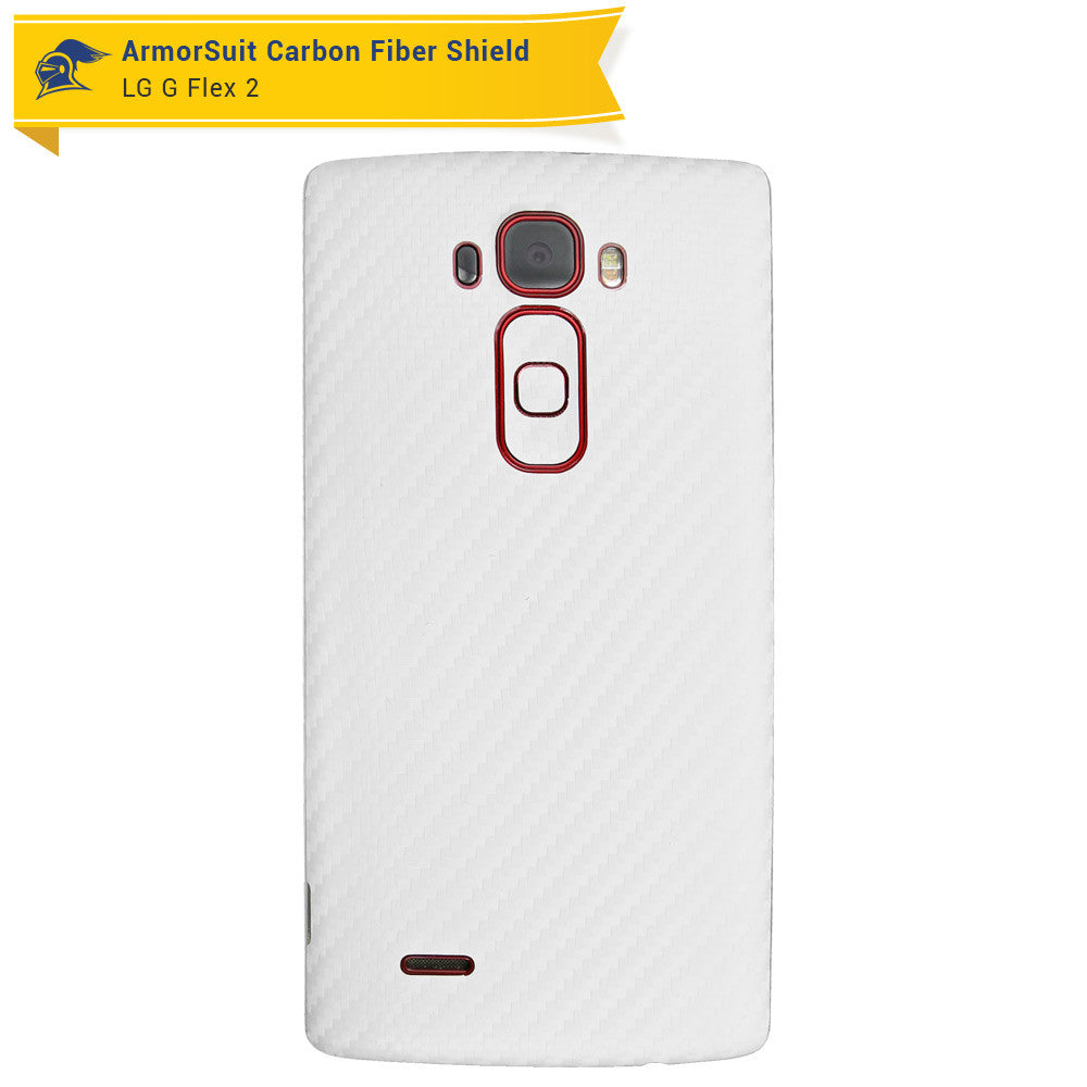 LG G Flex 2 Screen Protector + White Carbon Fiber Skin Protector
