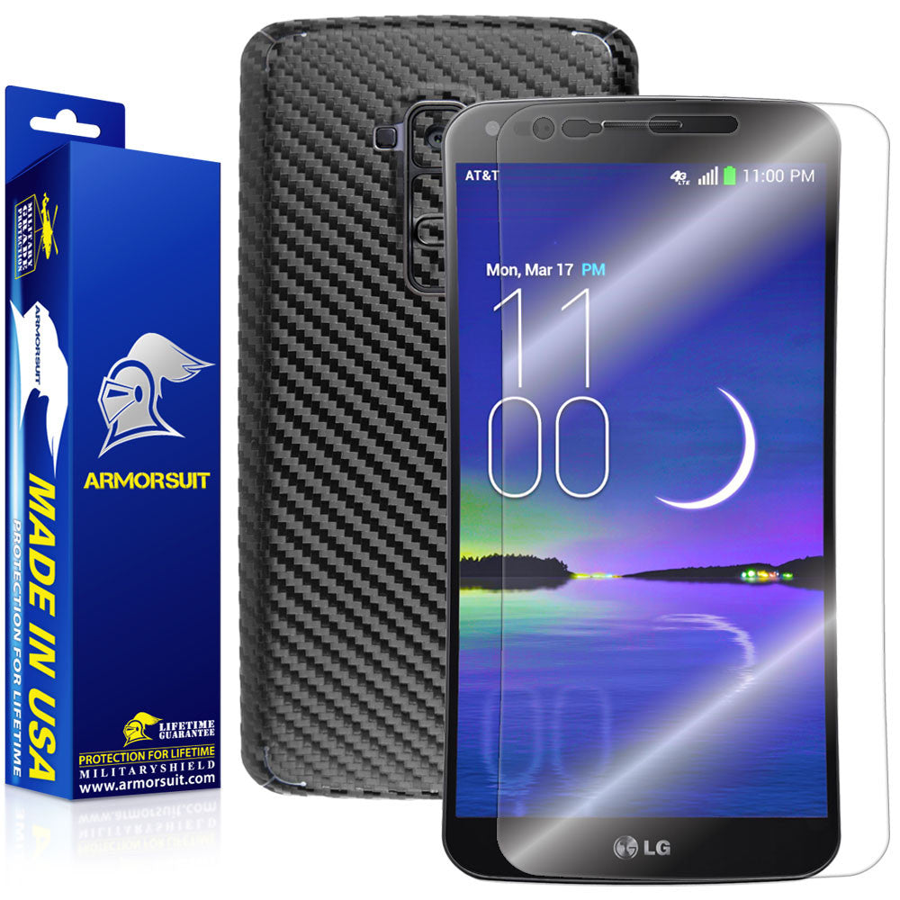 LG G Flex Screen Protector + Black Carbon Fiber Film Protector