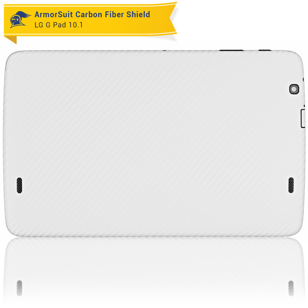 LG G Pad V700 10.1 (1st Gen) Screen Protector + White Carbon Fiber Film Protector