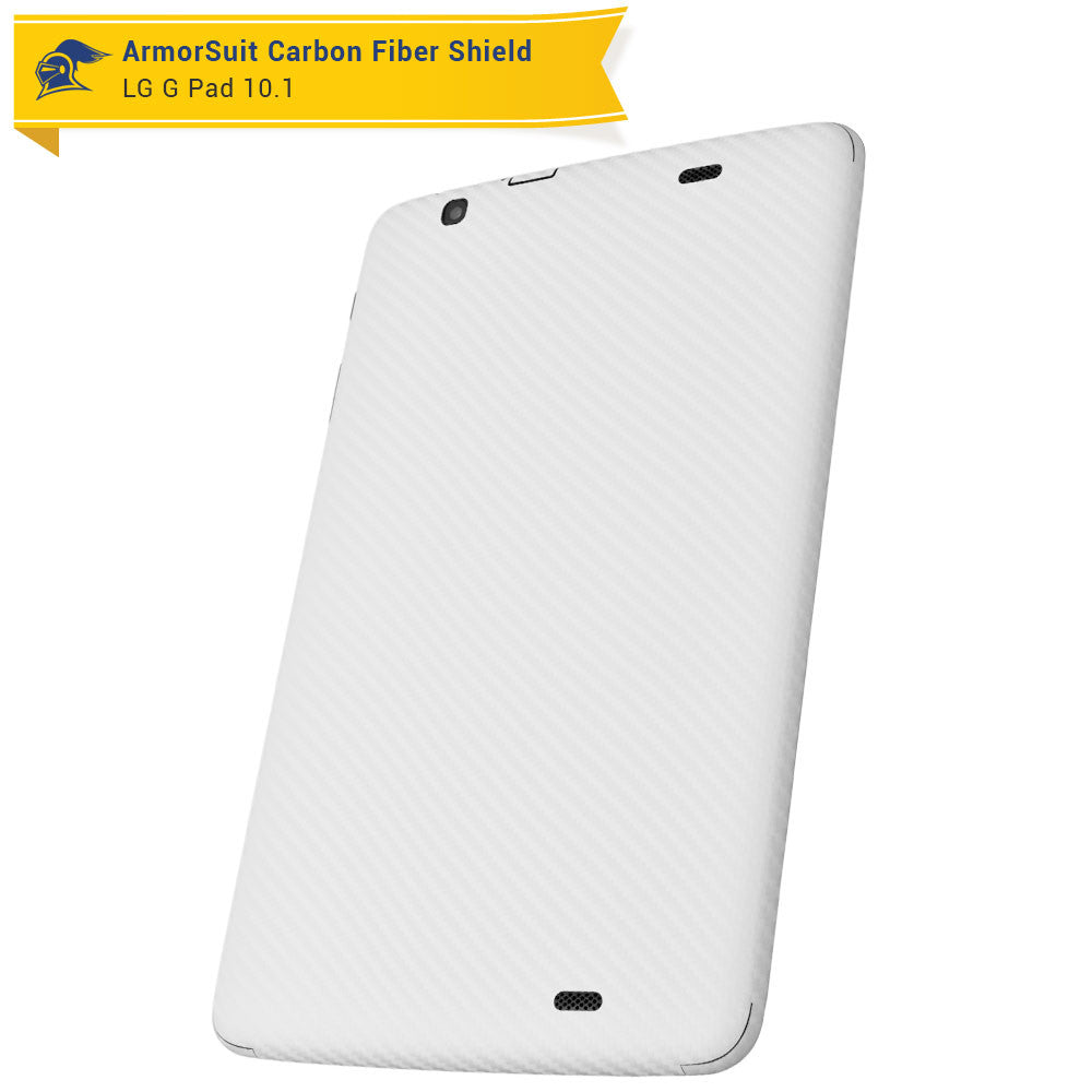 LG G Pad V700 10.1 (1st Gen) Screen Protector + White Carbon Fiber Film Protector