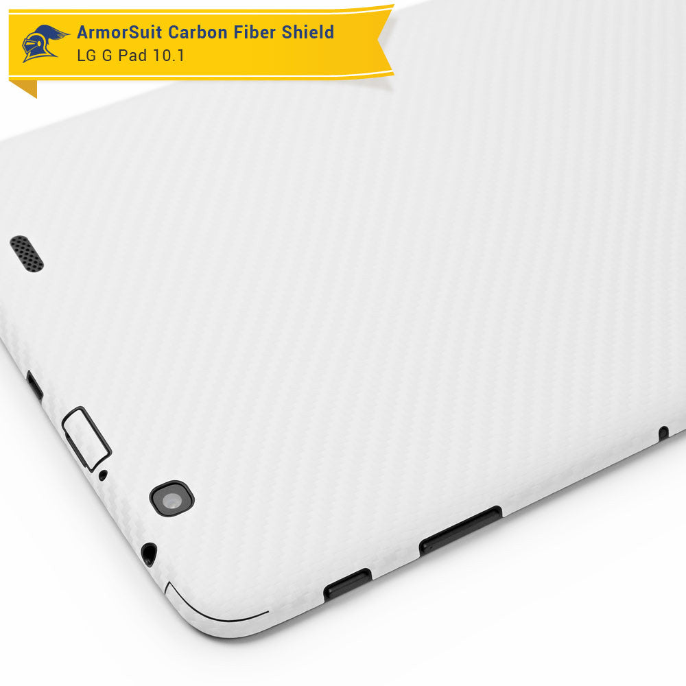 LG G Pad V700 10.1 (1st Gen) Screen Protector + White Carbon Fiber Film Protector