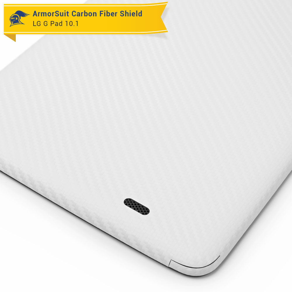 LG G Pad V700 10.1 (1st Gen) Screen Protector + White Carbon Fiber Film Protector