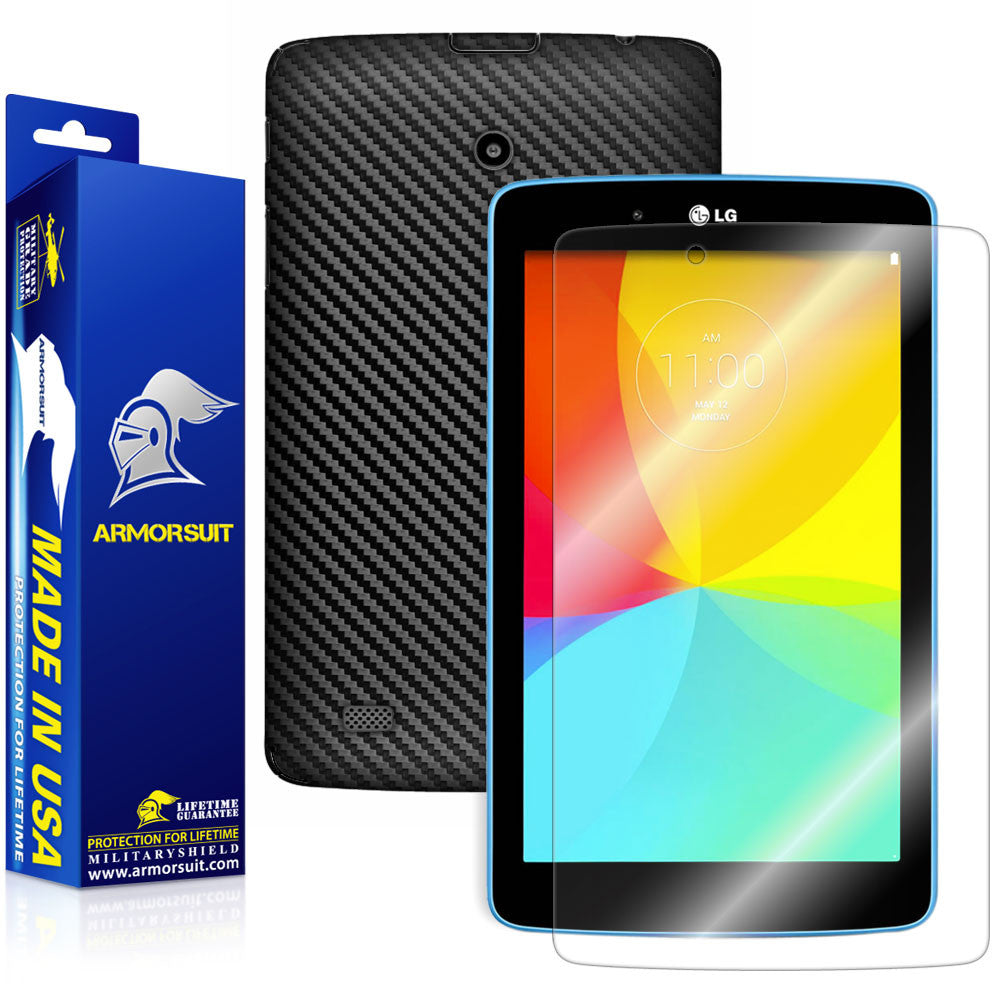 LG G Pad 7.0 Screen Protector + Black Carbon Fiber Film Protector