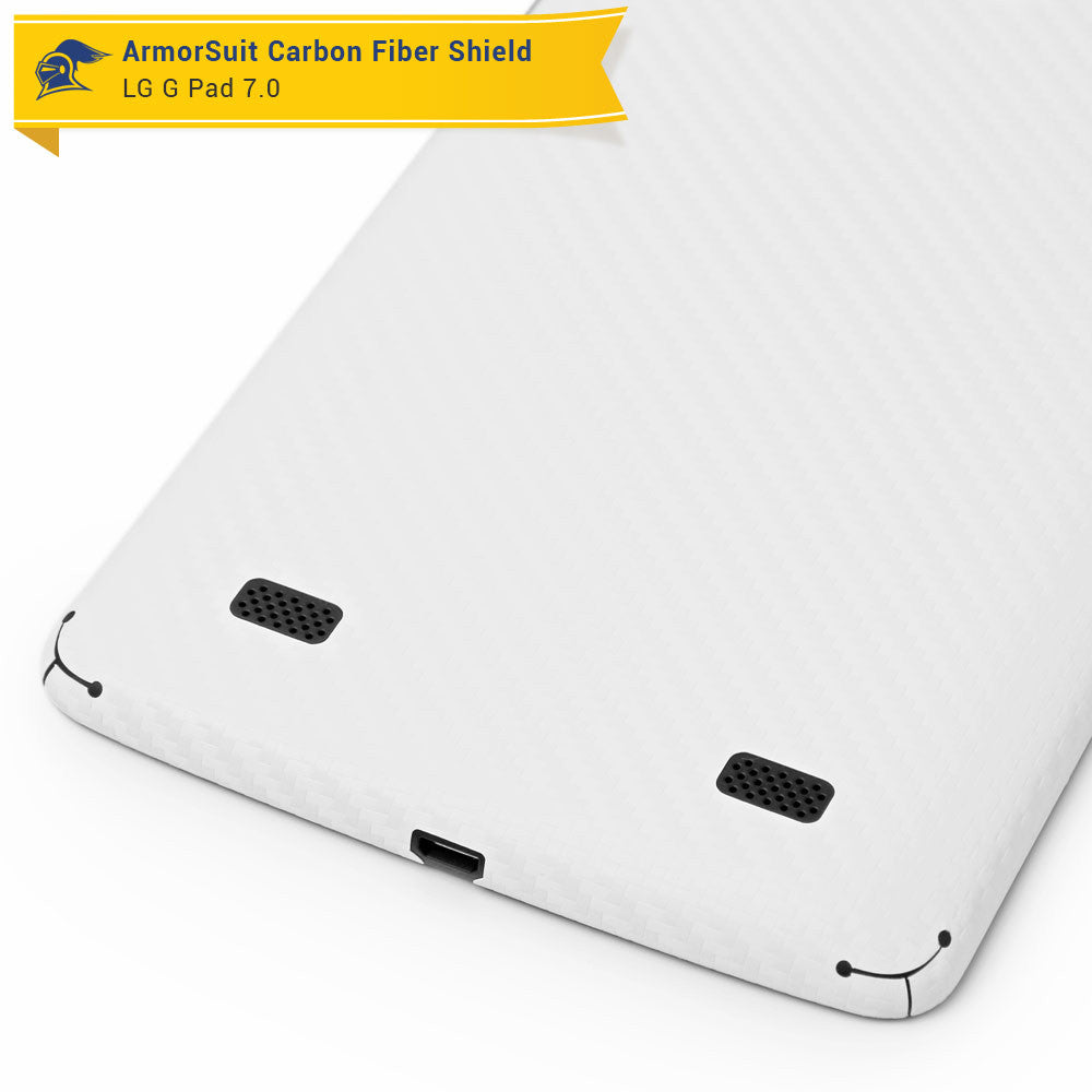 LG G Pad 7.0 Screen Protector + White Carbon Fiber Film Protector
