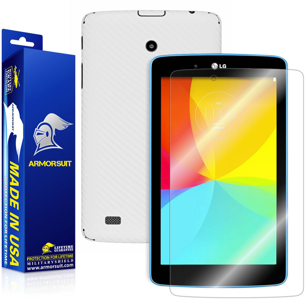 LG G Pad 7.0 Screen Protector + White Carbon Fiber Film Protector