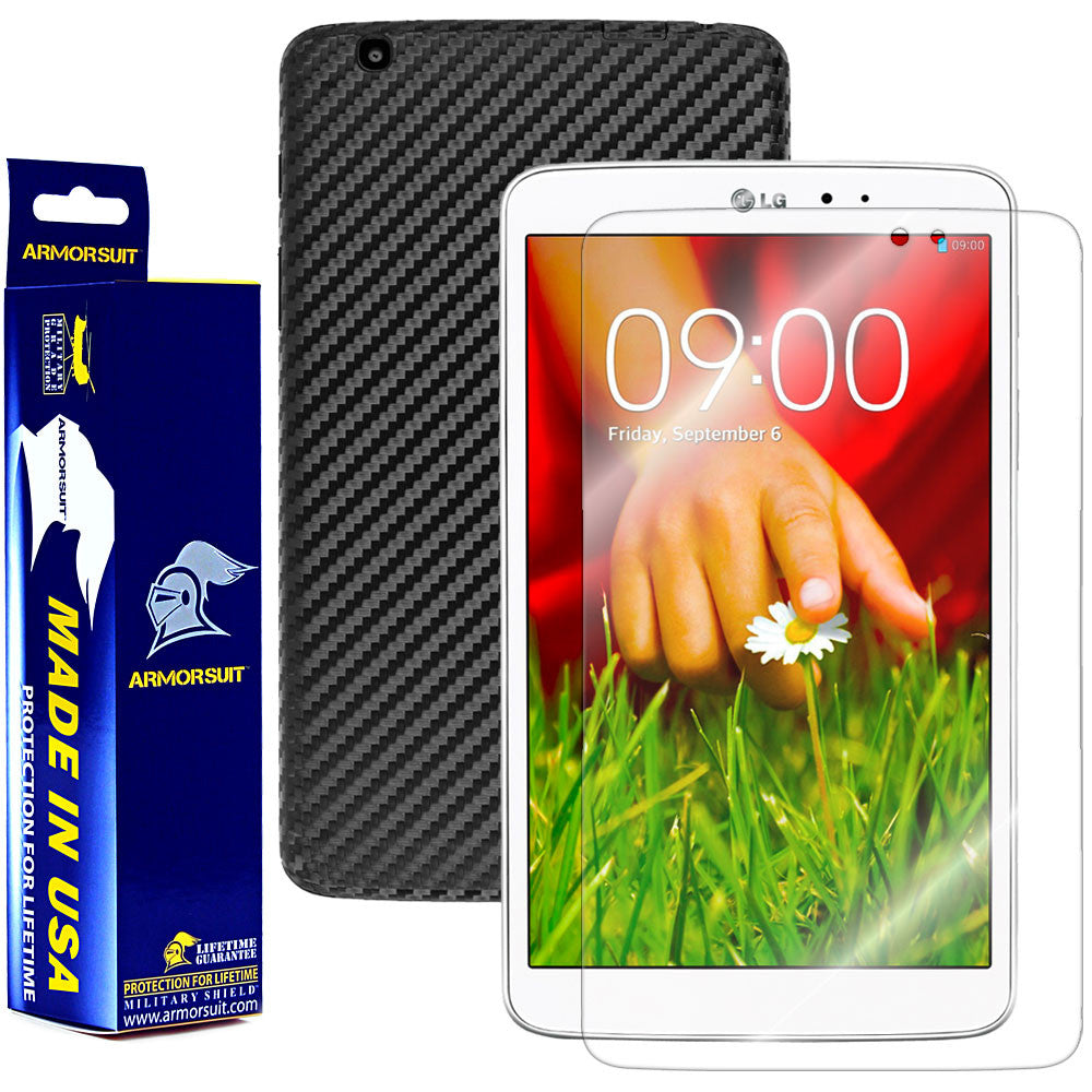 LG G Pad 8.3 (WiFi ONLY) Screen Protector + Black Carbon Fiber Film Protector