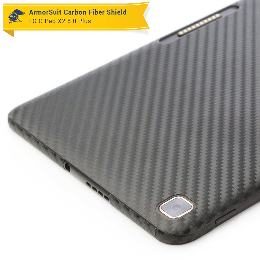 LG G Pad X2 8.0 Plus Screen Protector + Black Carbon Fiber Skin