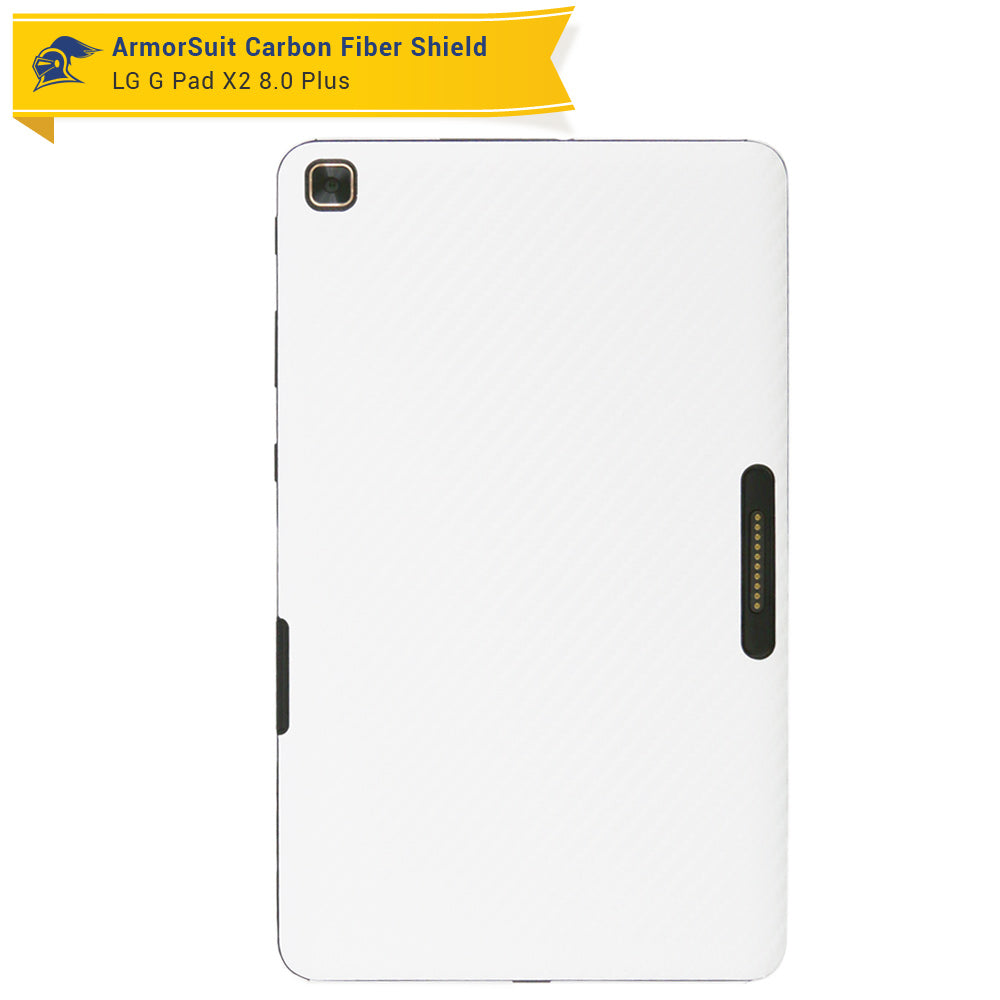 LG G Pad X2 8.0 Plus Screen Protector + White Carbon Fiber Skin