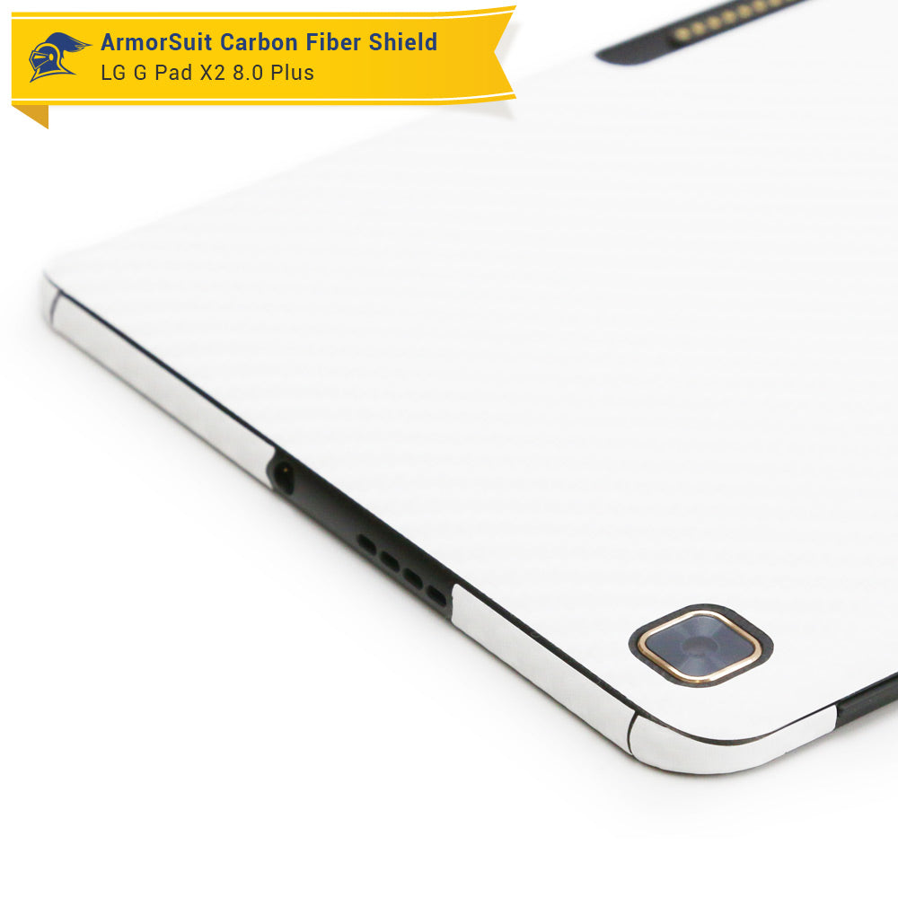 LG G Pad X2 8.0 Plus Screen Protector + White Carbon Fiber Skin