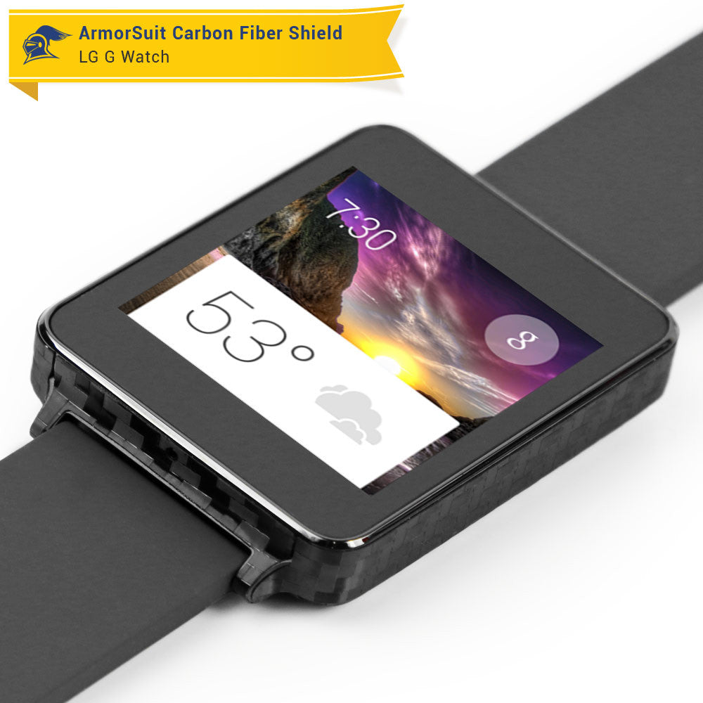 LG G Watch Screen Protector + Black Carbon Fiber Film Protector
