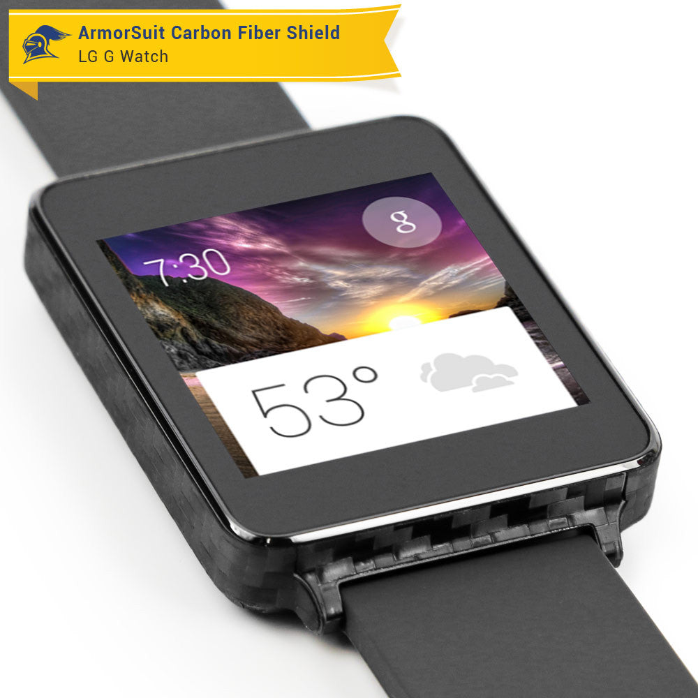 LG G Watch Screen Protector + Black Carbon Fiber Film Protector