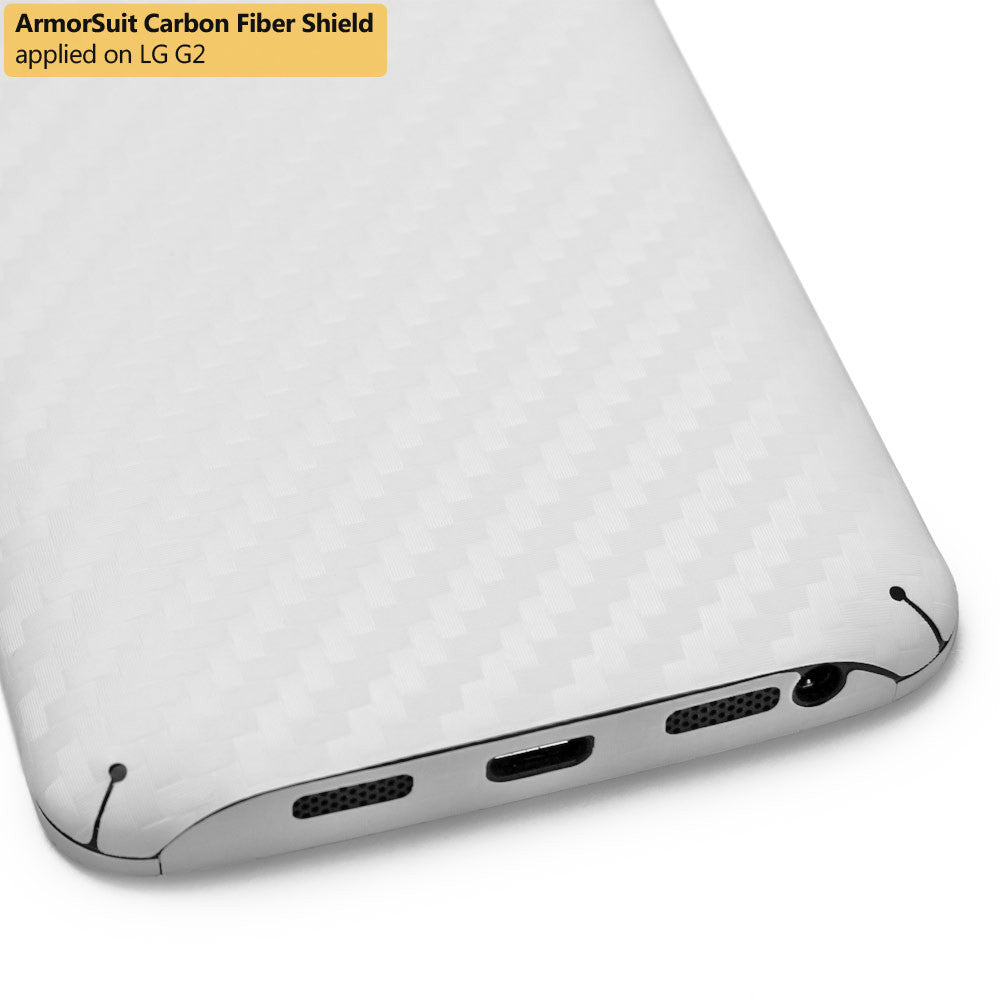 LG G2 Screen Protector + White Carbon Fiber Film Protector
