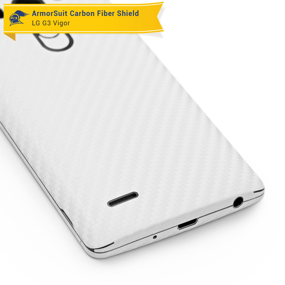 LG G3 Vigor Screen Protector + White Carbon Fiber Film Protector