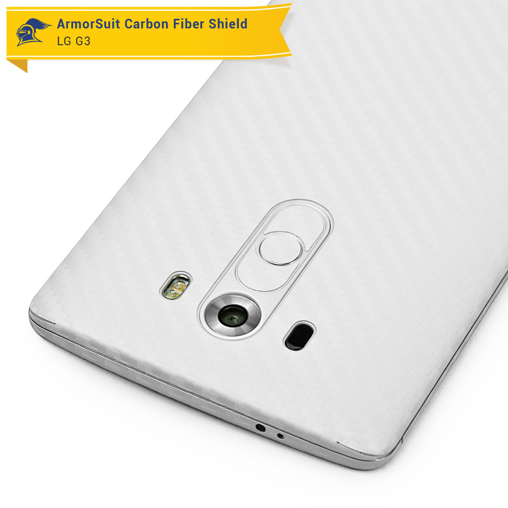 LG G3 Screen Protector + White Carbon Fiber Film Protector