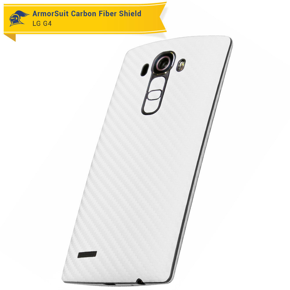 LG G4 Screen Protector + White Carbon Fiber Skin
