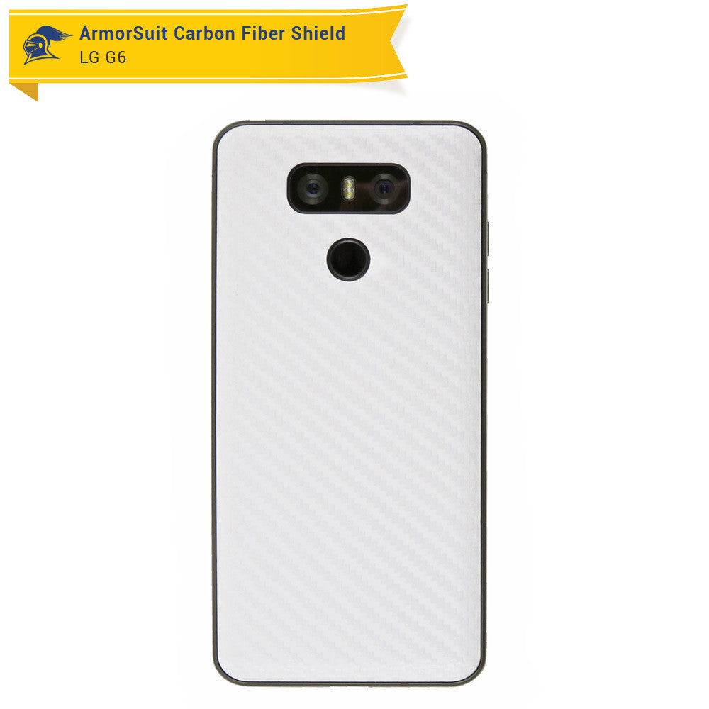 LG G6 Screen Protector + White Carbon Fiber Skin
