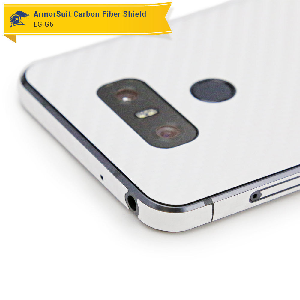 LG G6 Screen Protector + White Carbon Fiber Skin