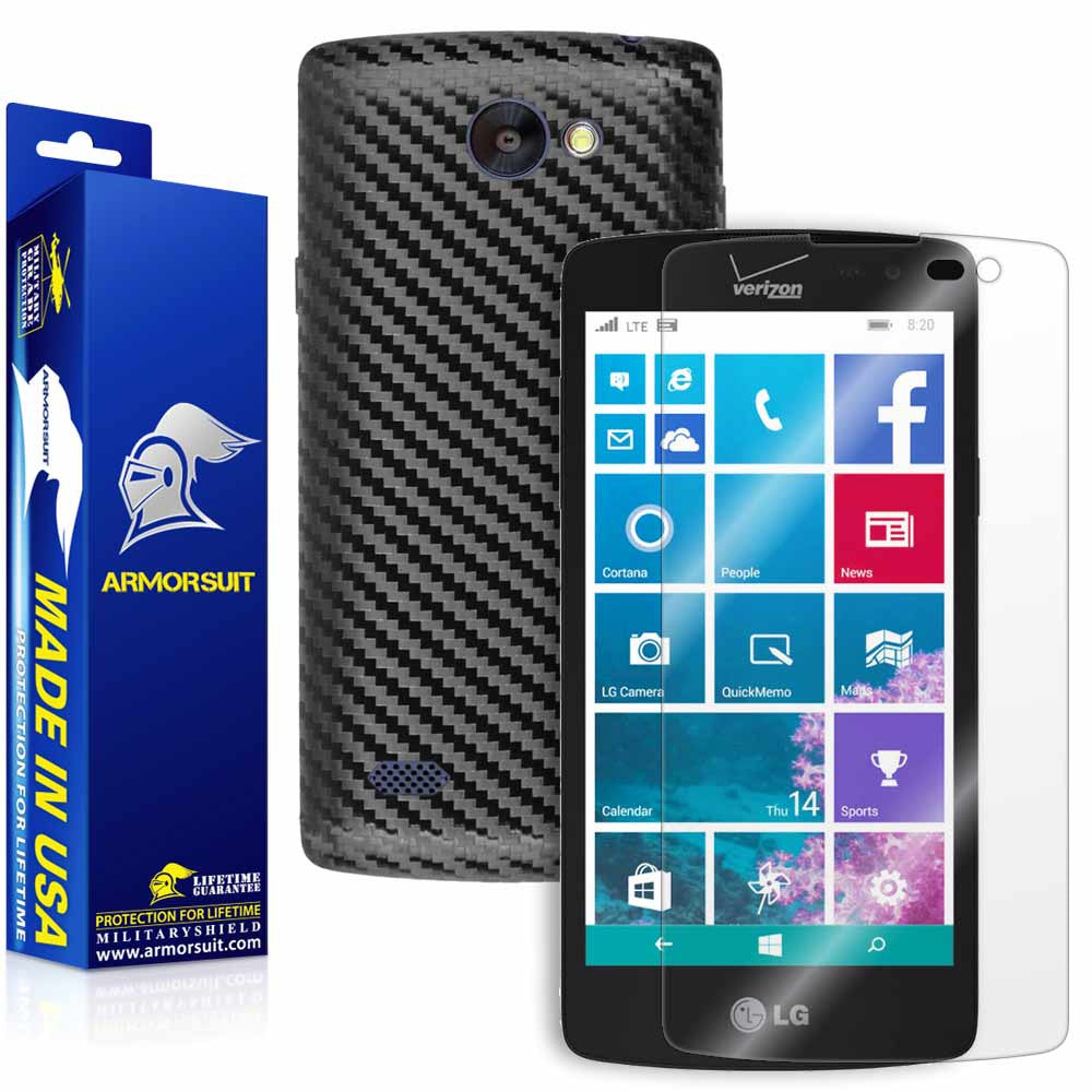 LG Lancet Screen Protector + Black Carbon Fiber Skin