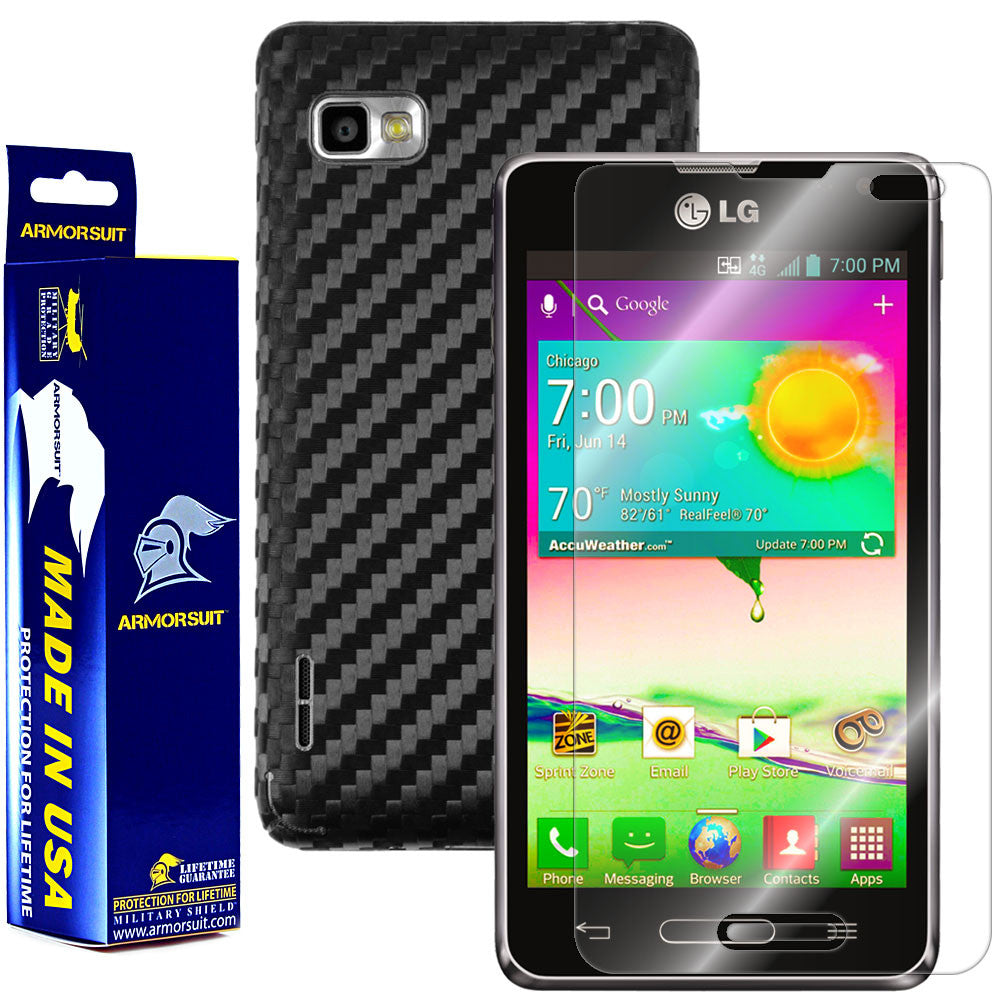 LG Optimus F3 (LS720 / VM720) (Virgin Mobile / Sprint) Screen Protector + Black Carbon Fiber Film Protector