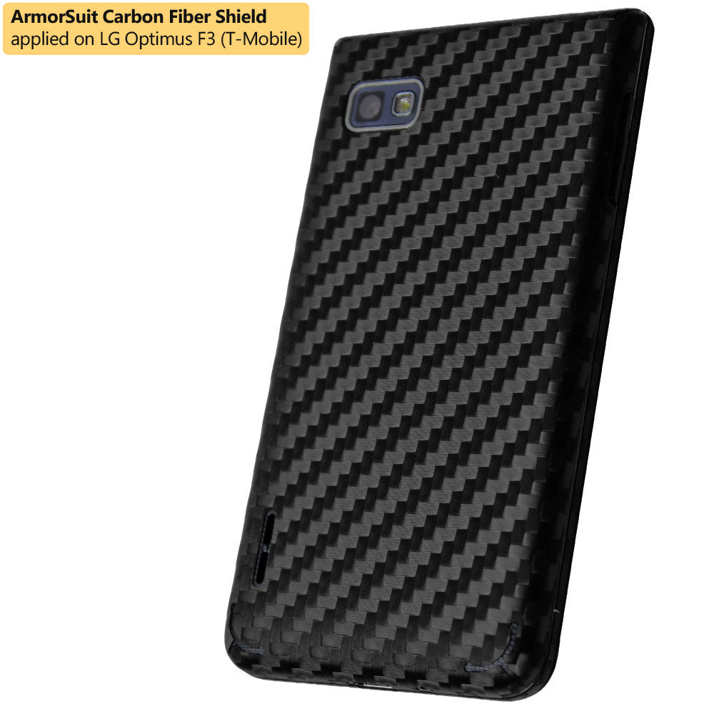LG Optimus F3 (MS659) (MetroPCS / T-Mobile) Screen Protector + Black Carbon Fiber Film Protector