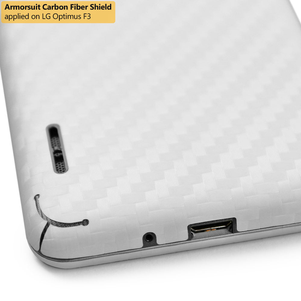 LG Optimus F3 (LS720 / VM720) (Virgin Mobile / Sprint) Screen Protector + White Carbon Fiber Film Protector