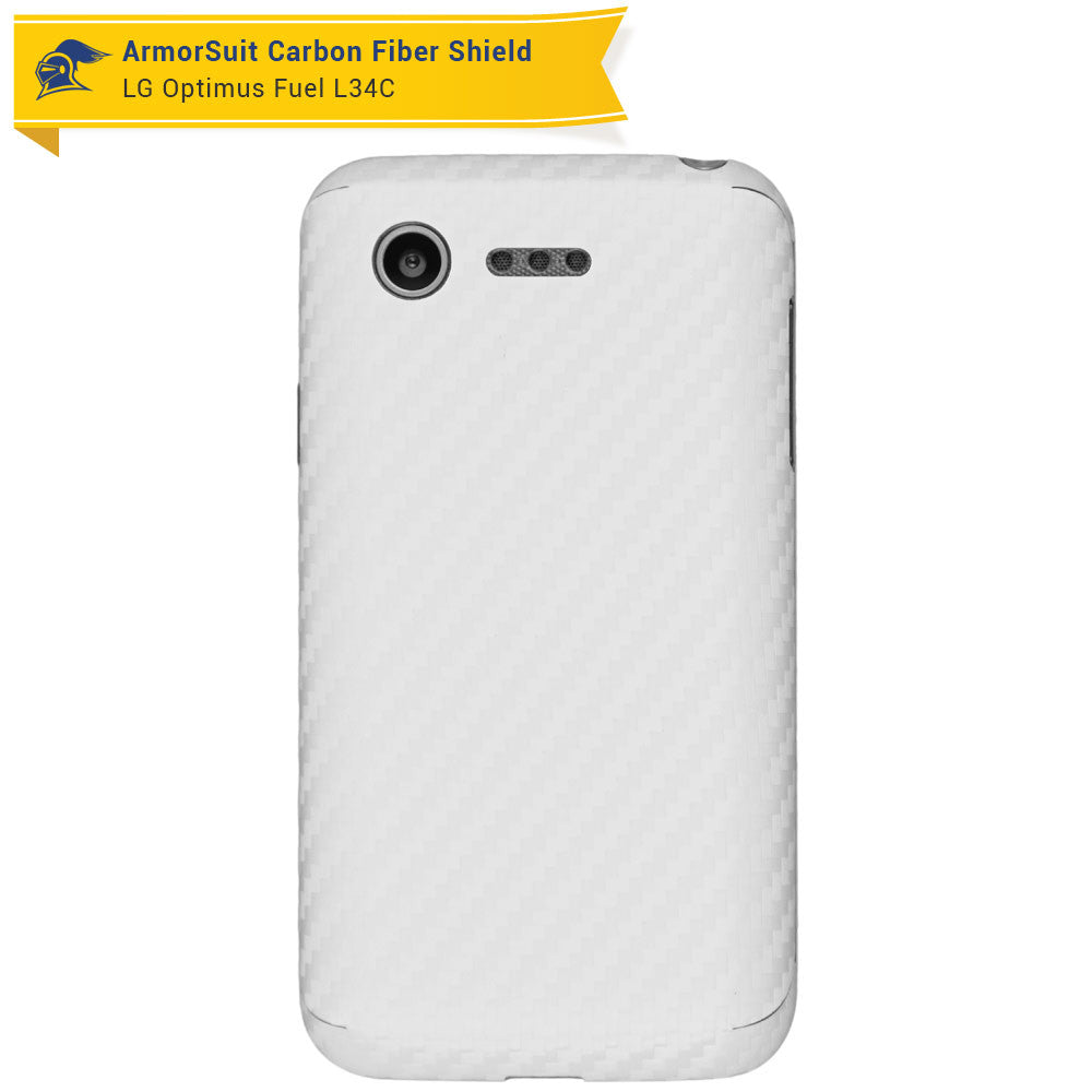 LG Optimus Fuel L34C Screen Protector White Carbon Fiber Skin
