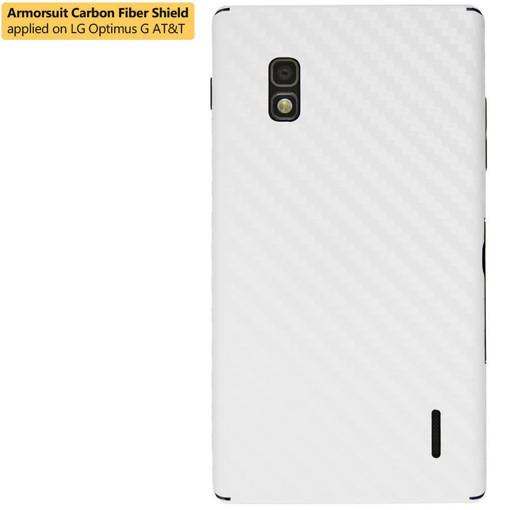 LG Optimus G (AT&T) Screen Protector + White Carbon Fiber Film Protector