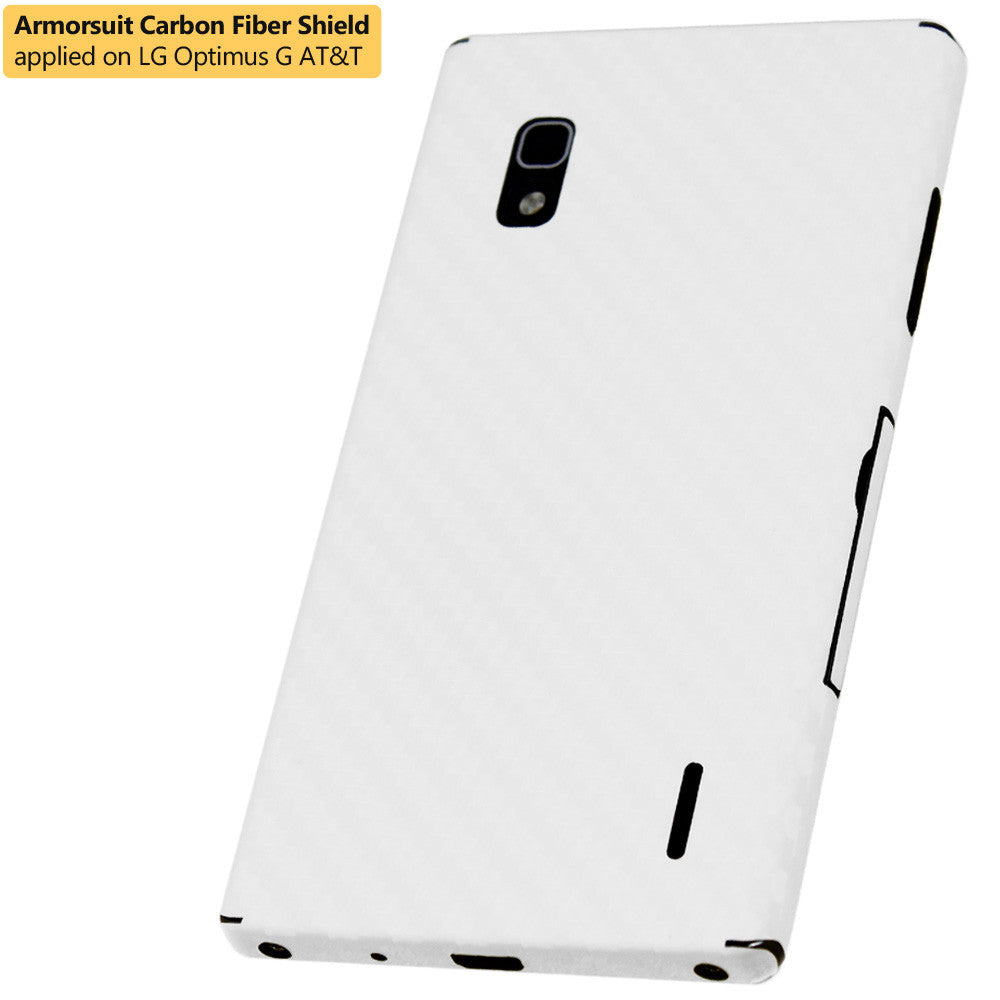 LG Optimus G (AT&T) Screen Protector + White Carbon Fiber Film Protector