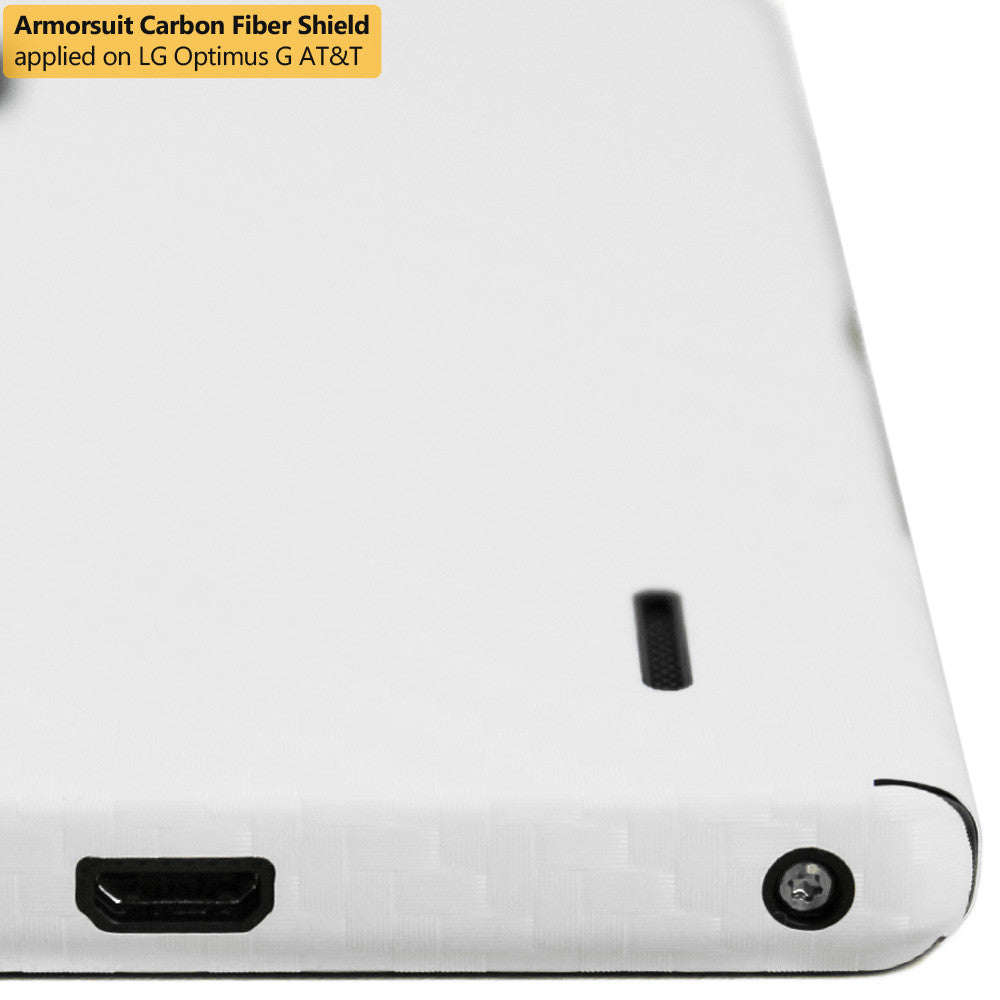 LG Optimus G (AT&T) Screen Protector + White Carbon Fiber Film Protector
