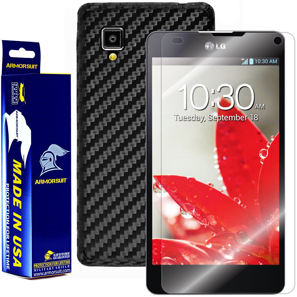 LG Optimus G (Sprint) Screen Protector + Black Carbon Fiber Film Protector