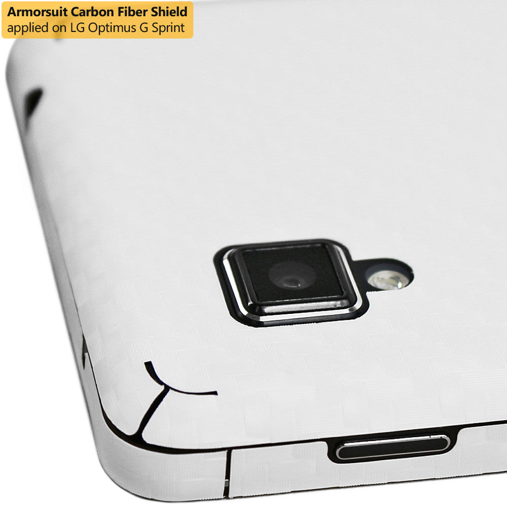 LG Optimus G (Sprint) Screen Protector + White Carbon Fiber Film Protector