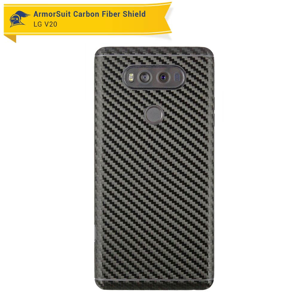 LG V20 Screen Protector + Black Carbon Fiber Skin