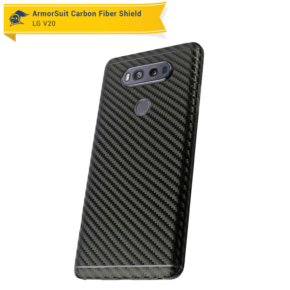 LG V20 Screen Protector + Black Carbon Fiber Skin