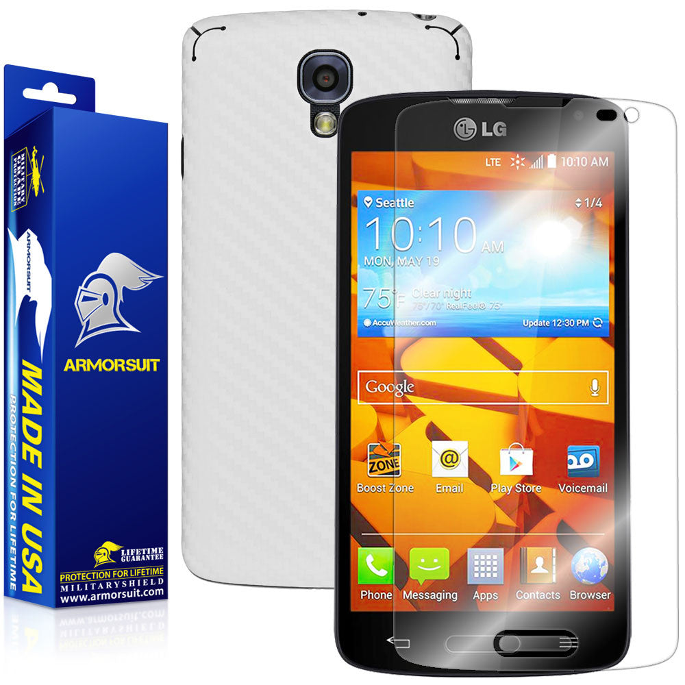LG Volt Screen Protector + White Carbon Fiber Skin