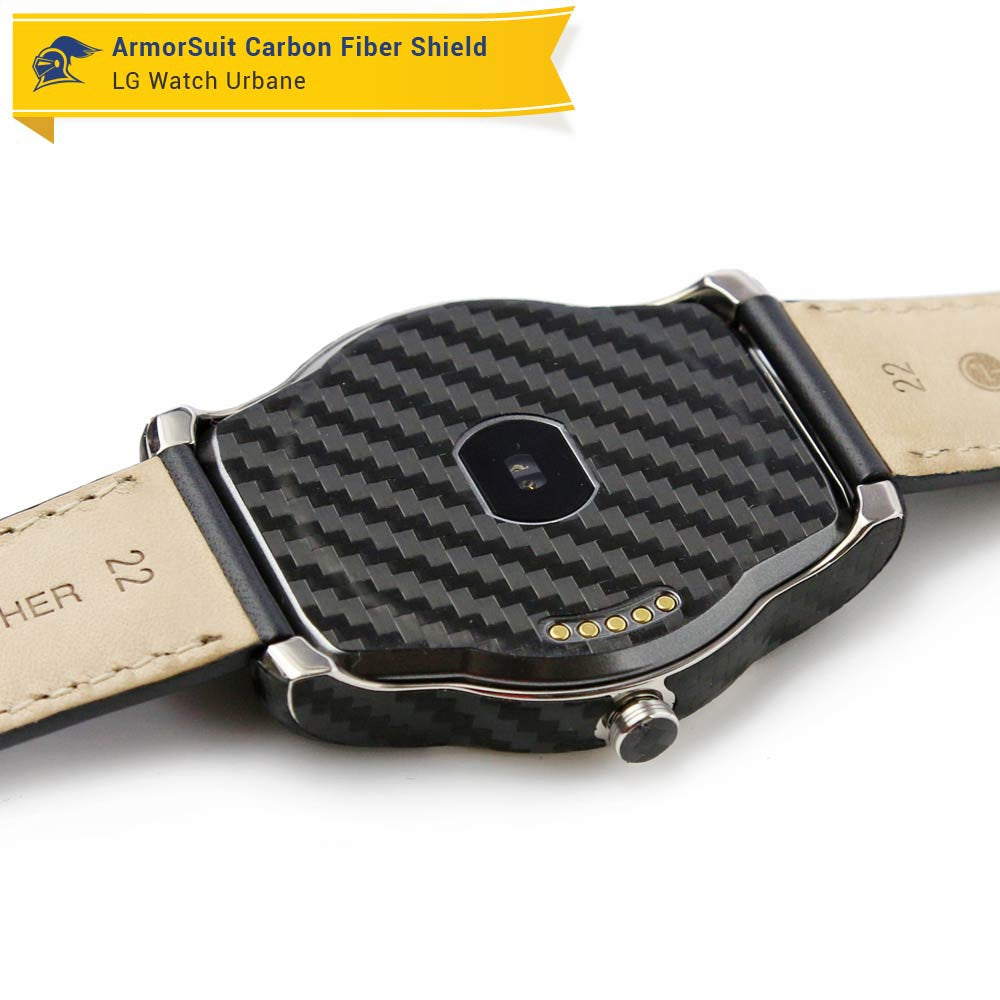 LG Watch Urbane Screen Protector + Black Carbon Fiber Skin